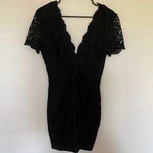 Black tight lace dress